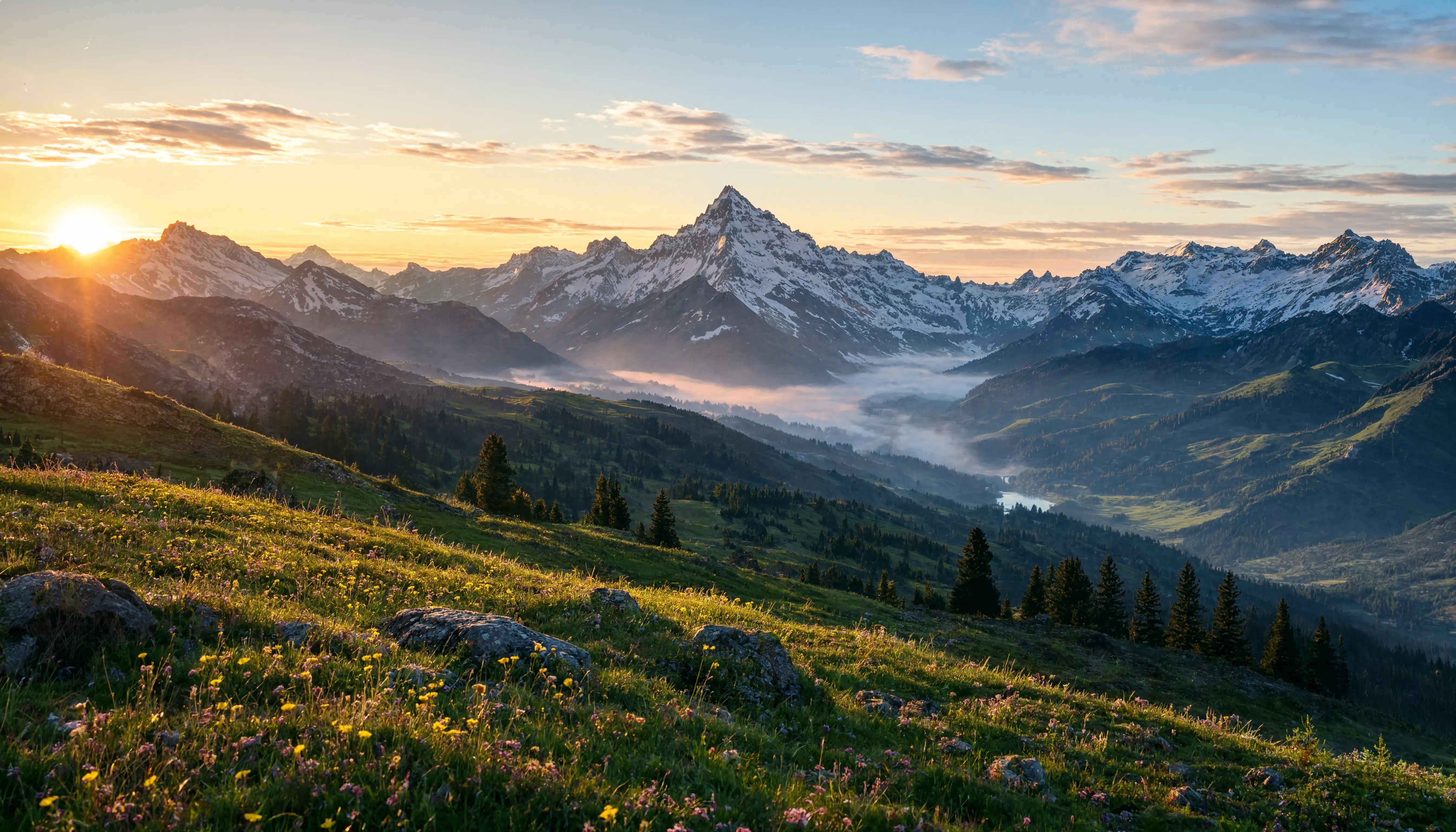 Majestätische Bayerische Alpen bei Sonnenaufgang — Panoramablick auf die deutschen Gipfel